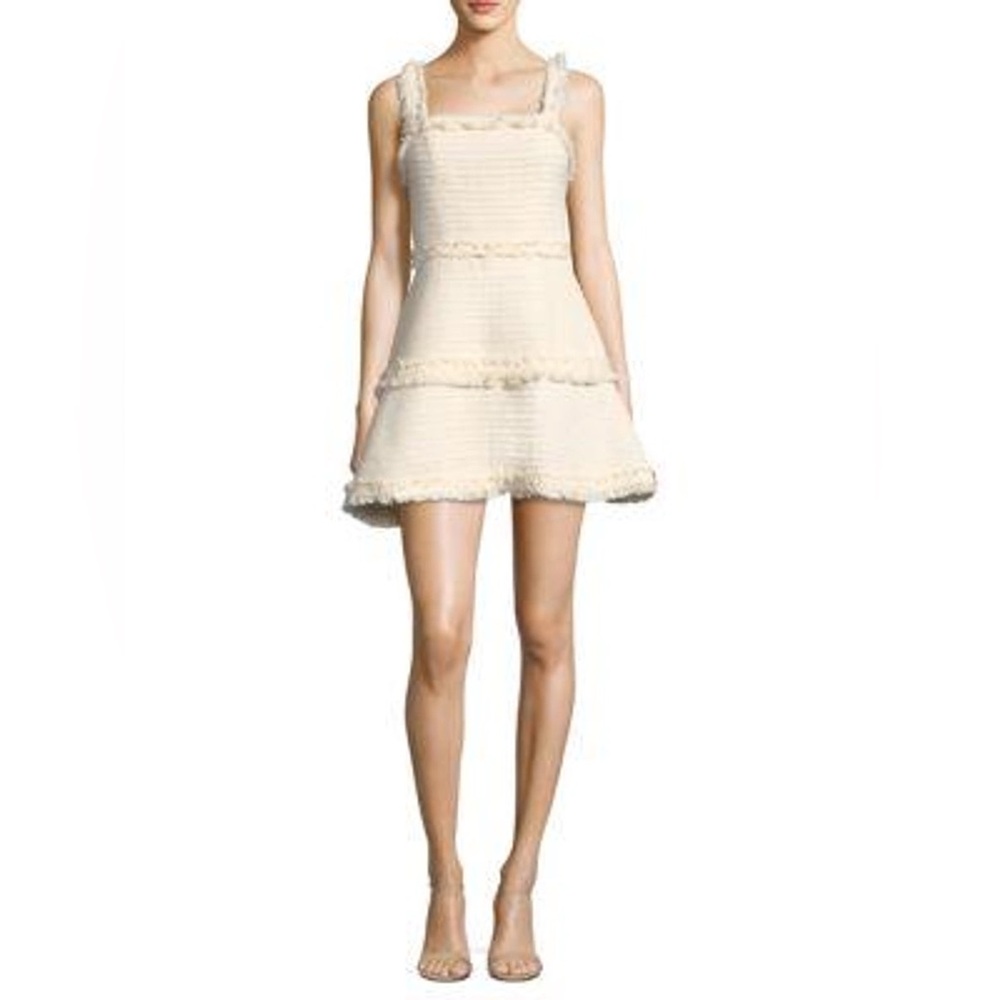 Alexis Fabiana‎ Tweed Cream Beige Mini Dress Medium